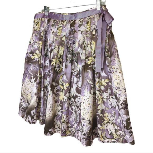 Worthington Purple Pleated Satin-like Skirt Size 14 Floral Paisley business - Picture 1 of 6
